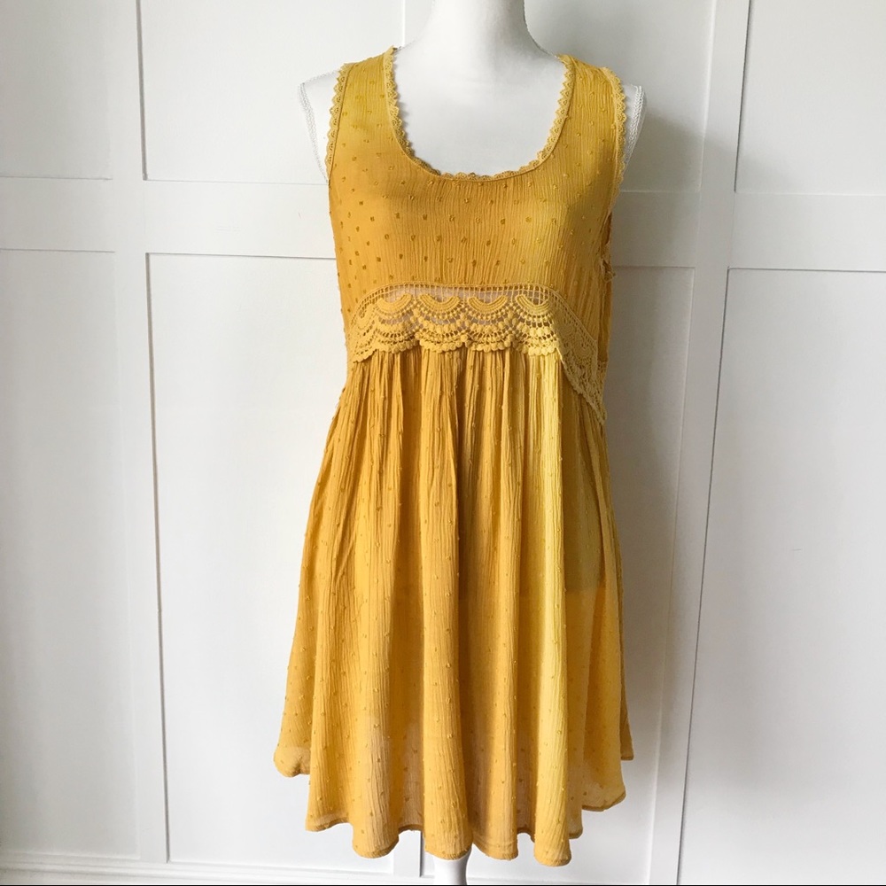 Polka Dot Fabric Dress w/Crochet Details